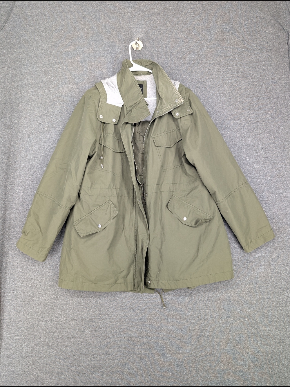 Lane Bryant Olive Utility Anorak Jacket with Hood